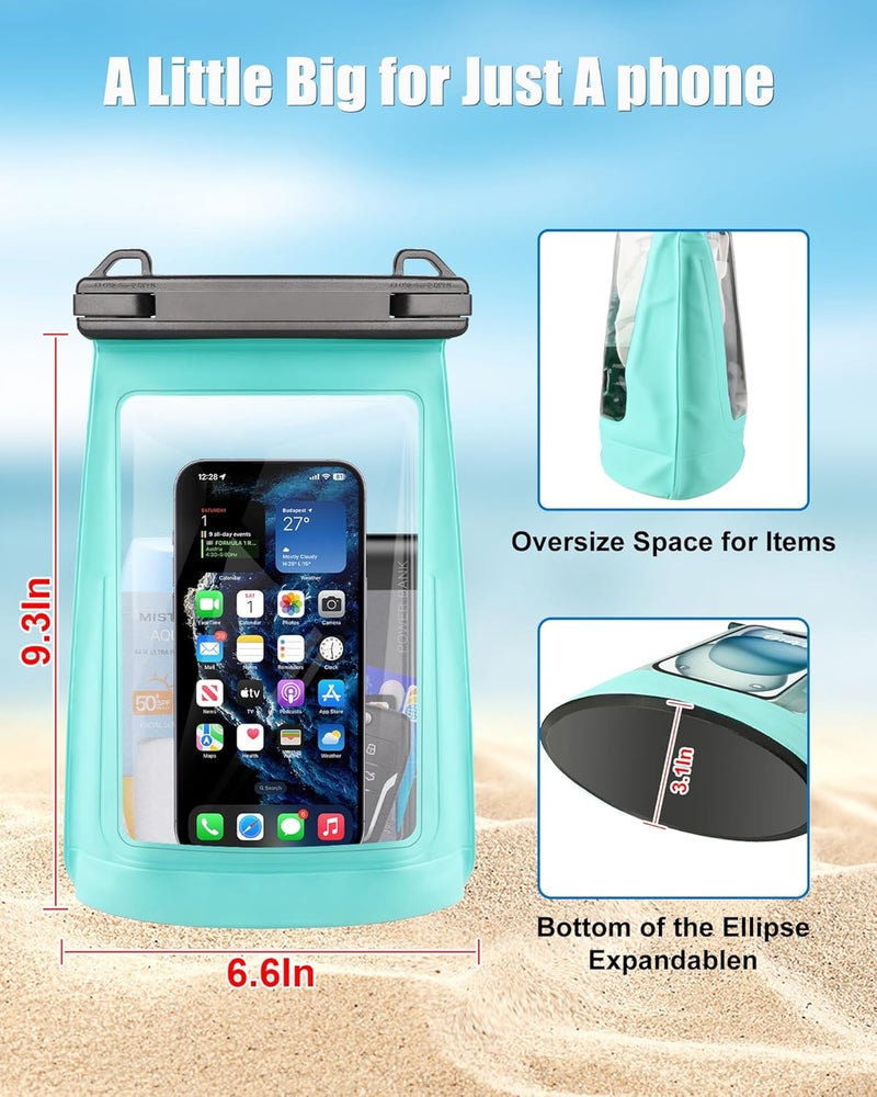 Jzocon Waterproof Phone Pouch for iPhone 16 15 14 11 Pro Max & Galaxy S24 S21 - Floating Large Capacity Dry Bag Stores Sunscreen, Sunglasses - Oversized Waterproof Bag for Beach, Swimming, Kayaking - Image 2